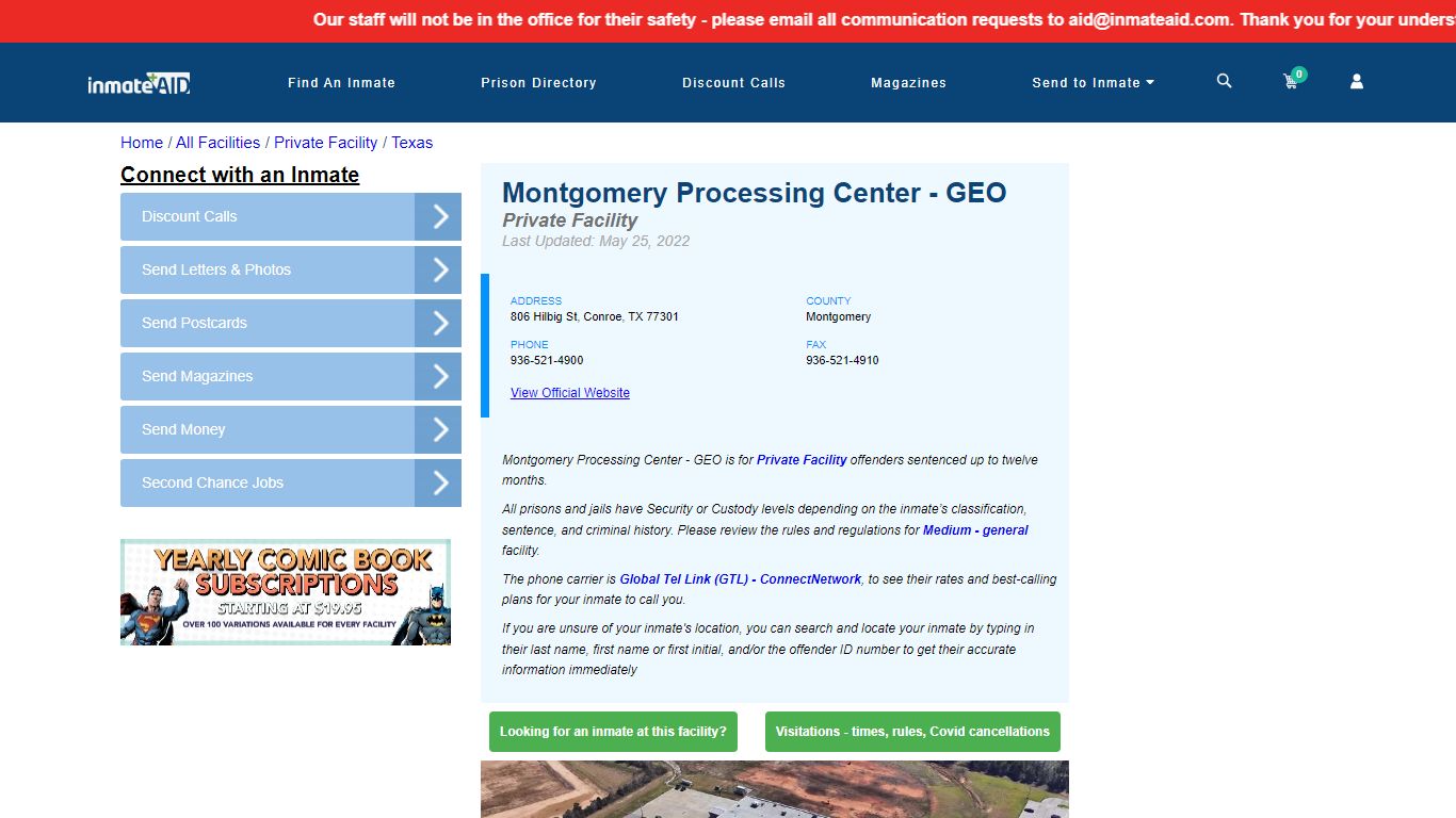 Montgomery Processing Center - GEO - Inmate Search - Conroe, TX